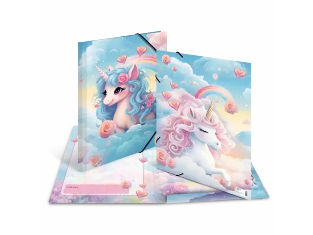 Herma Sammelmappe A3 Karton Happy Unicorns, Klappenordner, A3, Karton, Mehrfarbig, Gummiband, 1 Stück(E)