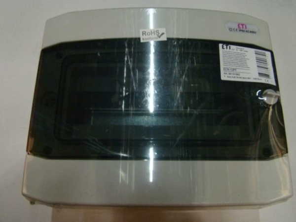 ECH-12PT Plastic distribution box NT 12M 1X 12M N+PE IP65 IK07 201X319X144 smoky door gray DIDO