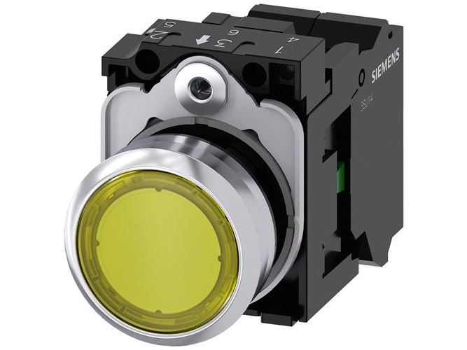 Druckknopfleuchte 22Mm Rund Mit Hochglanz Gelb 1No
