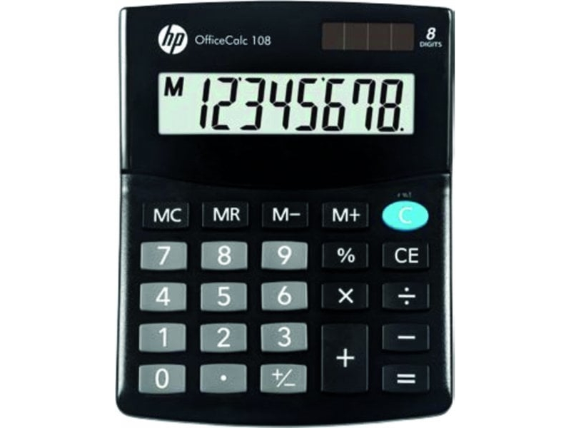 HP Kontorsräknare HP-OC 108/INT BX, 8-siffrig display, 125x101x33mm, svart | Kontorsmaskiner - Räknare - Kalkylatorer | GameStuff
