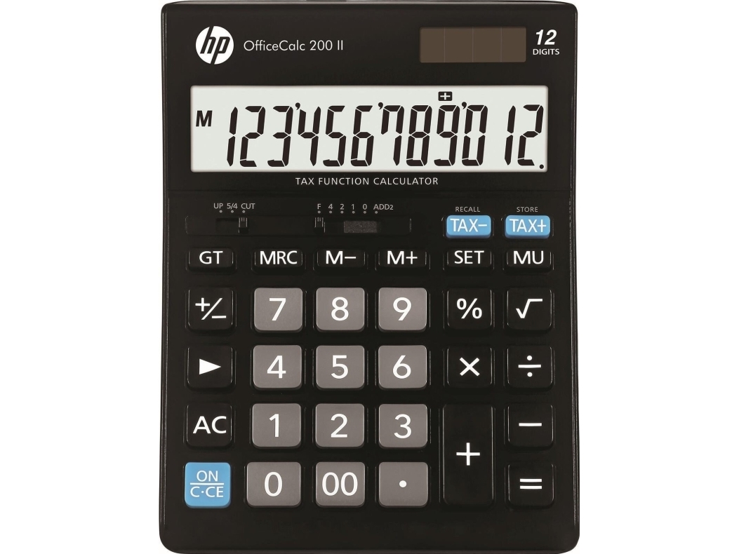 HP:n toimistolaskin HP-OC 200 II/INT BX, 12-numeroinen näyttö, 179x125x30mm, musta