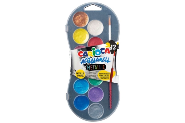 Wasserfarben-Set Metallic M. Pinsel Ø30 Mm 12 Farben