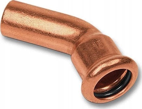 böjning 54 mm 45° M-N - nippel Cu press. M- och V-brickor | VVS Artiklar - Rör & Kopplingar - Kopparrör och rördelar | GameStuff