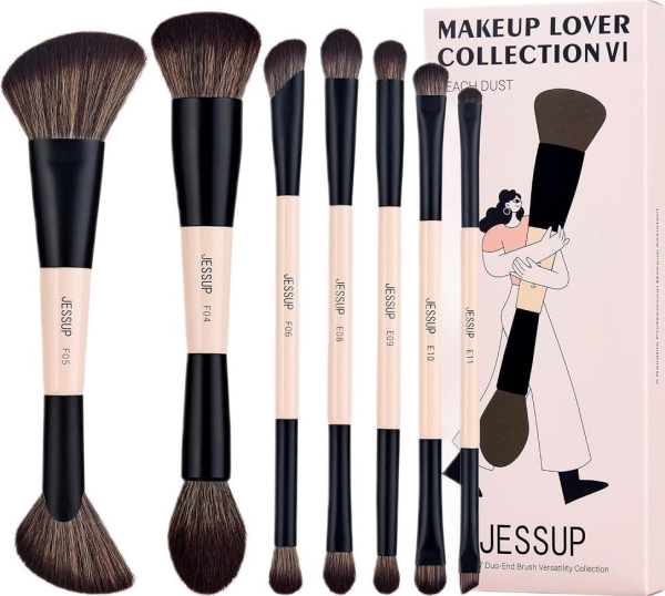 Jessup Makeup Brushes Set 7Pcs Double Sided Brushes For Foundation