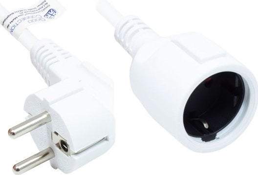 Verlängerung Schutzkontakt-Stecker Typ E+F (Cee 7/7, Gewinkelt) An Buchse Typ F (Cee 7/3, Gerade), Weiß, 1,50 Mm², 2 M, Good Connections (P0102-W020