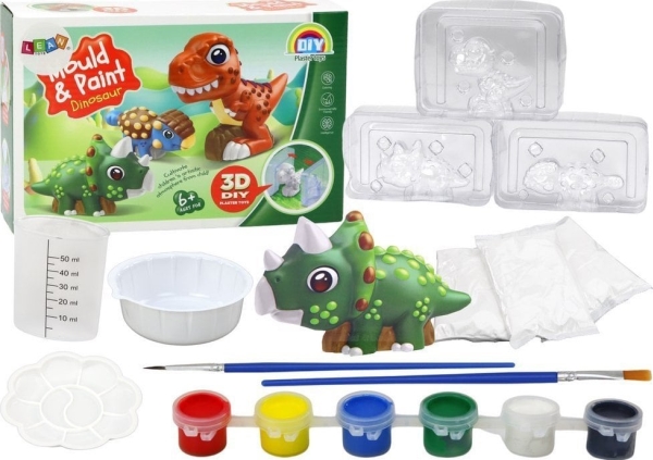 Leantoys Kreativ-Set: 3D-Dinosaurier Gips + Farben