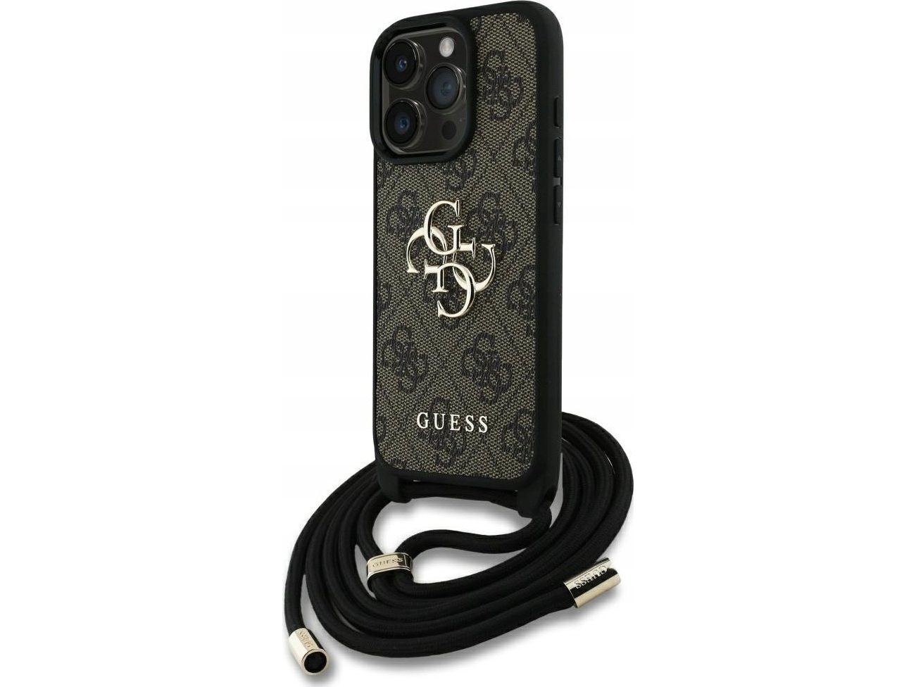 Dėklas Guess 4G Big Logo Cord Stap Crossbody Apple Iphone 16 Pro Rudos Spalvos