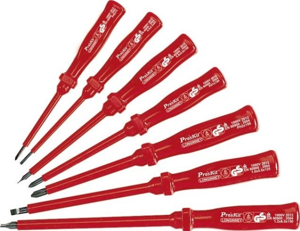 Isolerad VDE 1000 V skruvmejselsats (7 st.), 8PK-8100E ProsKit | Datorkomponenter - Datorchassin & Tilbeör - IT-Verktyg | GameStuff