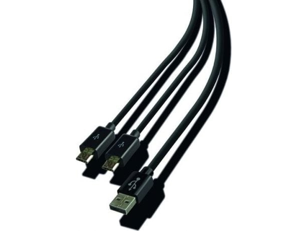 Steelplay Double Play & Charge - Opladning/datakabel - USB han til Micro-USB Type B han - 3 m - sort - for Sony PlayStation 4, Sony PlayStation 4 Pro, Sony PlayStation 4 Slim