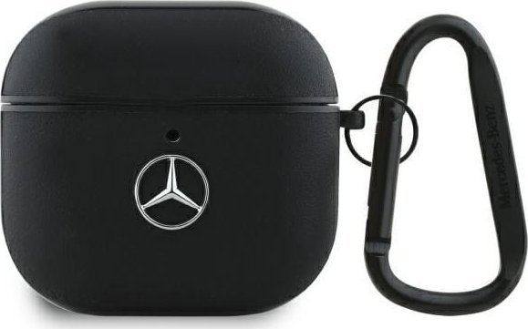Mercedes MEA4CSLBK AirPods 4-fodral - svart läder metallogga | Tele & GPS - Mobil reservdelar - Övriga | GameStuff
