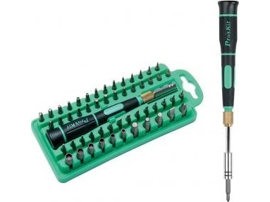 Skruvmejselsats med utbytbara bits (58 delar) för reparation av smartphones, datorer, elektroniska apparater, SD-9828 ProsKit | Datorkomponenter - Datorchassin & Tilbeör - IT-Verktyg | GameStuff