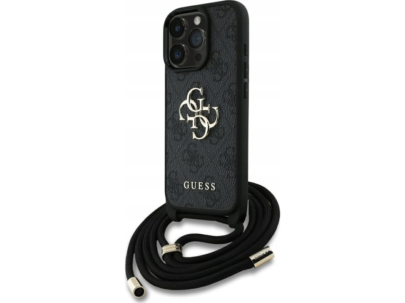 Dėklas Guess 4G Big Logo Cord Stap Crossbody Apple Iphone 16 Pro Max Juodos Spalvos