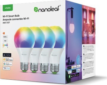"Nanoleaf Essentials Smart A60 Glühbirne Matter Wifi 900 Lm, 2700-6500 K, 4Er-Pack | E27 | 9 W | Rgbcw