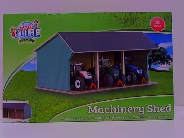 Kids Globe Traktor garage med plads til 3 køretøjer - (Målestok 1:32)