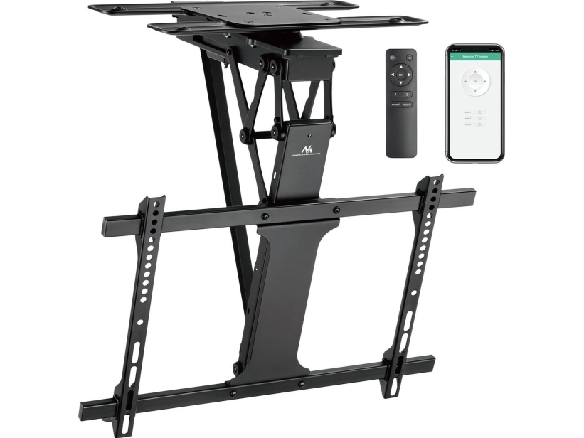 Maclean elektrinis lubų televizoriaus laikiklis, TUYA atrama, maks. VESA 600x400, 90-as pasukamas nuotolinio valdymo pultas, 32-75, 35kg, MC-490