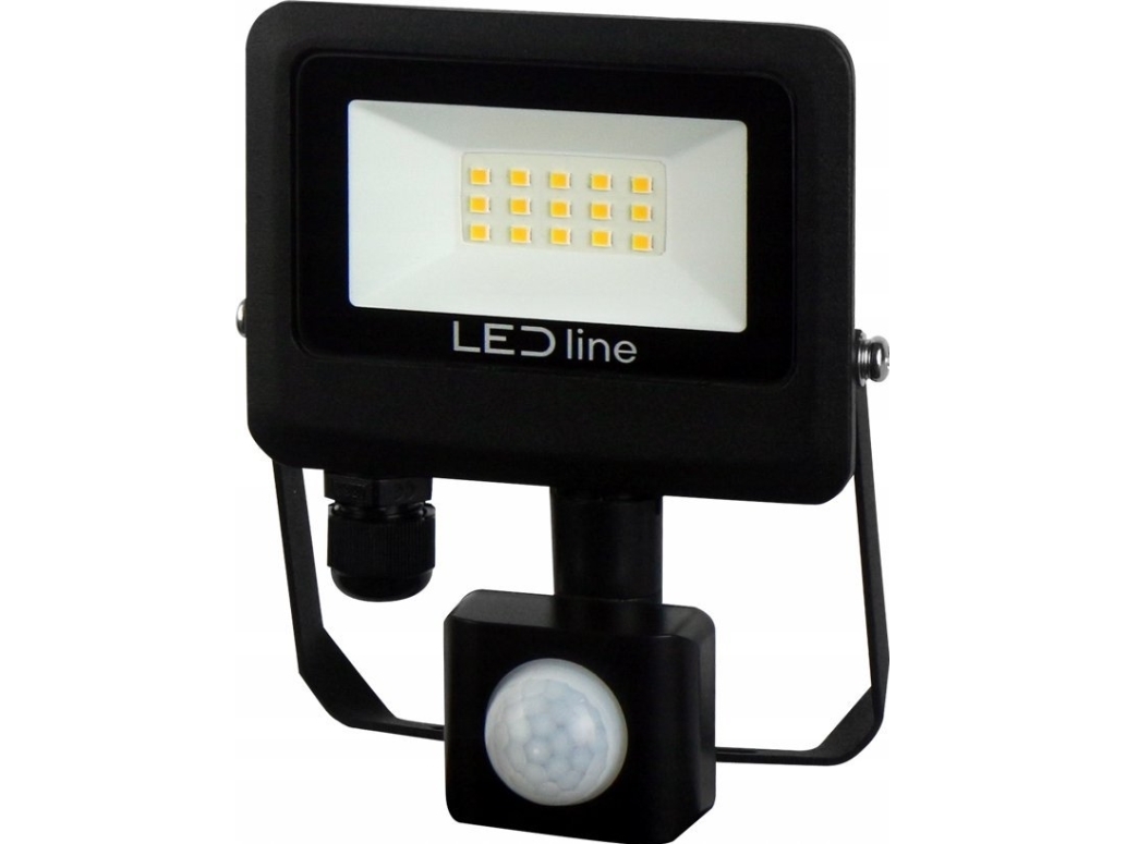 Außenleuchte Mit Bewegungsmelder Led 10W Neutralweiß 230Vac, 1000Lm, Ip65, Schwarz, Photon, Led Line