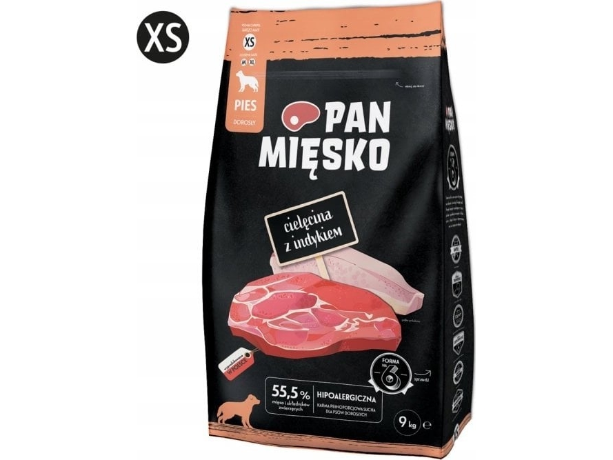 Pan Mięsko Pan Mięsko Kalbfleisch Mit Putenchips (Erwachsene) Xs - Trockenfutter Für Hunde - 9Kg