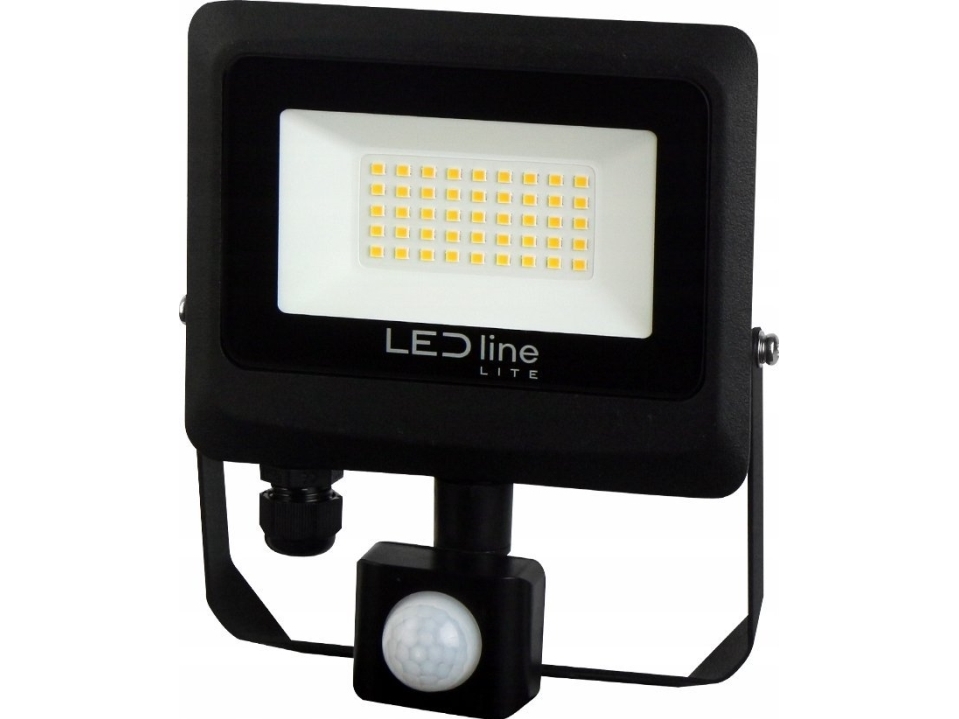 ActiveJet Lauko šviestuvas su judesio davikliu LED 30W neutraliai balta 230Vac, 3000lm, IP65, juodas, PHOTON, LED LINE