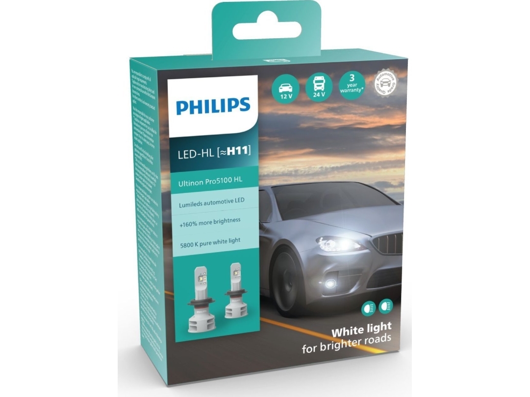 Philips Ultinon Pro5100 LED H11 12/24V - uppsättning | Bilvård & Biltillbehör - Belysning - H8/H11 Billampor | GameStuff