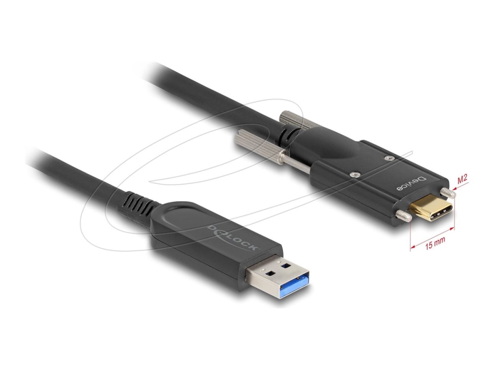 Delock - Usb-Kabel - Usb Type A (Han) Til Usb-C (Han) Kan Skrues - Usb 2.0 - 10 M - Active Optical Cable (Aoc), Op Til 10 Gbps Datatransferhastighed