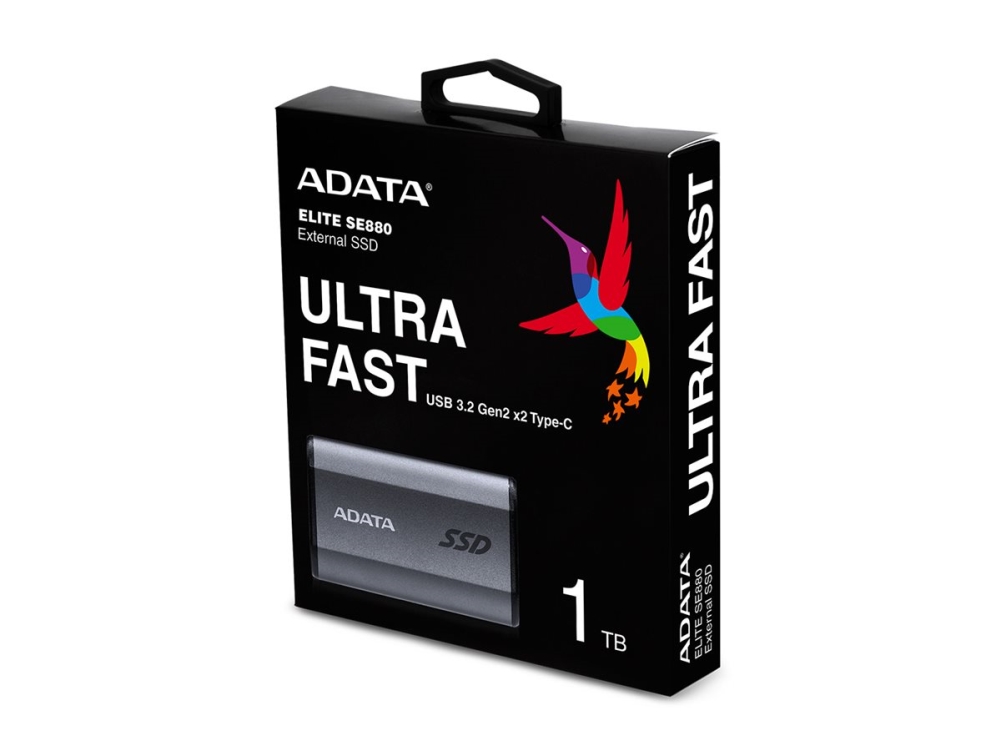 Adata Se880 - Ssd - 1 Tb - Ekstern (Bærbar) - Usb 3.2 Gen 2 (Usb-C Stikforbindelse) - Titangrå