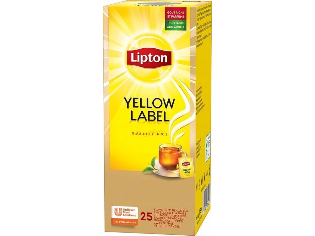 Lipton Schwarzer Tee, Gelbes Etikett, 25 Umschläge
