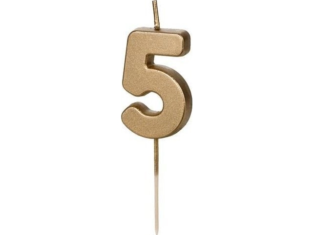 Födelsedagsljus siffra 5 4,5 cm guld 32347 | Skola & Hobby - Festdekorera - Tårtljus | GameStuff