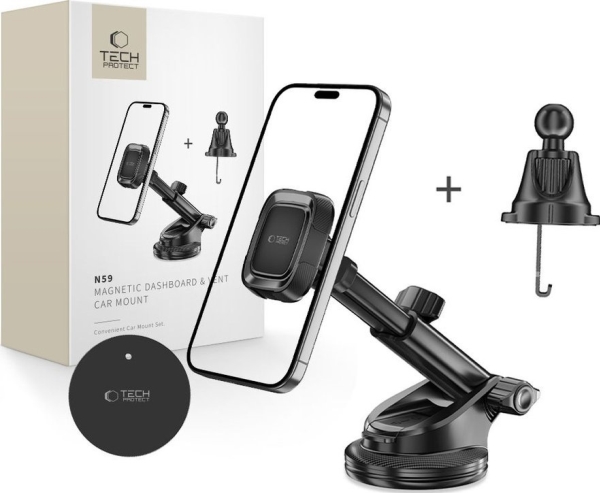 Tech-Protect N59 Magnetisk Dashboard-/Ventilationsholder Til Telefon Sort Standard