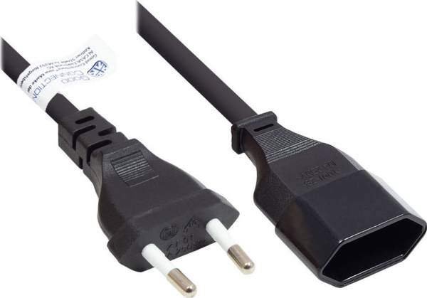 Euro-Verlängerung Euro-Stecker Typ C (Gerade) An Euro-Buchse (Gerade), Schwarz, 0,75 Mm², 0,2 M, Good Connections (P0300-S002)