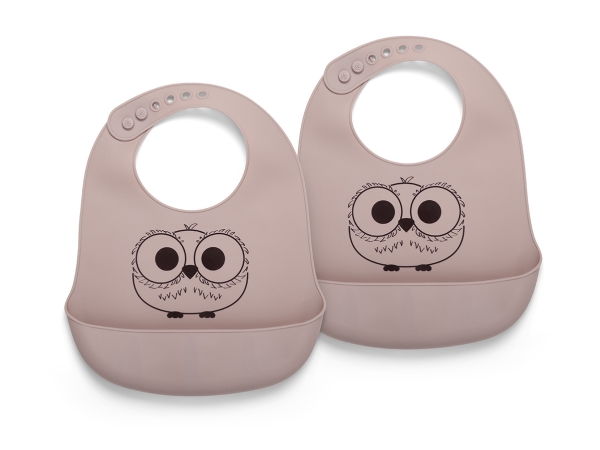 Nuuroo nuuroo - 2 silikone hagesmække med ugle Woodrose lomme