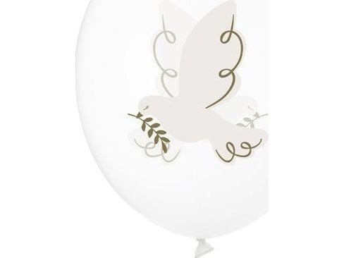 Party Deco Balony Gołąb Crystal Clear 30Cm 6Szt