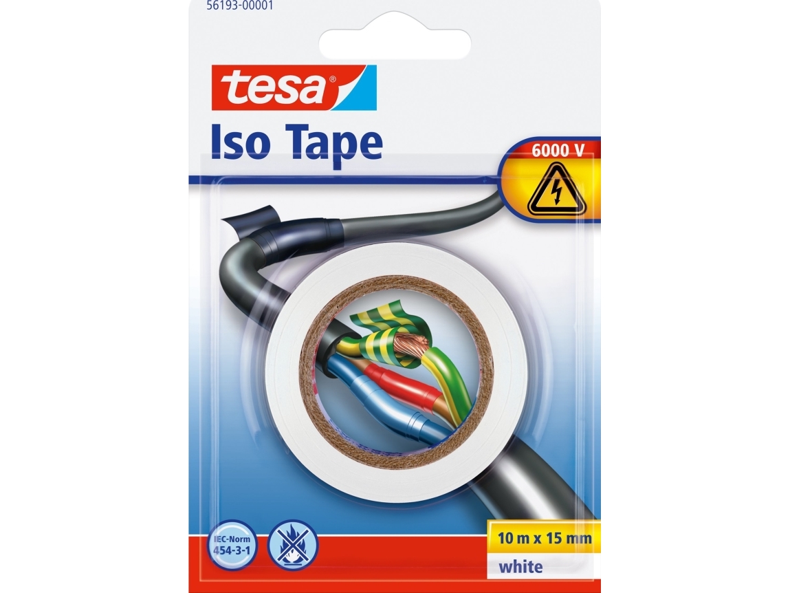TESA 56193-00001, 1 stk, Hvid, PVC, 6 V, Blister, IEC 454-3-1