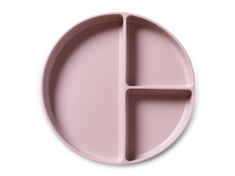Tallerken rum-opdelt med sugekop silikone, Rosa - Nuuroo