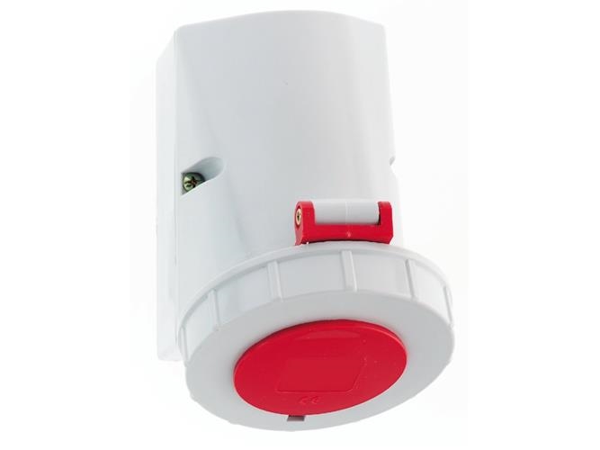 BALS CEE VägguttagH6 400V 16A 5 polig rödbred höjd 75x100 mm, överdel M20 underdel M20IP6, polyamid | EL Artiklar - Cee & multipolär - Cee material | GameStuff