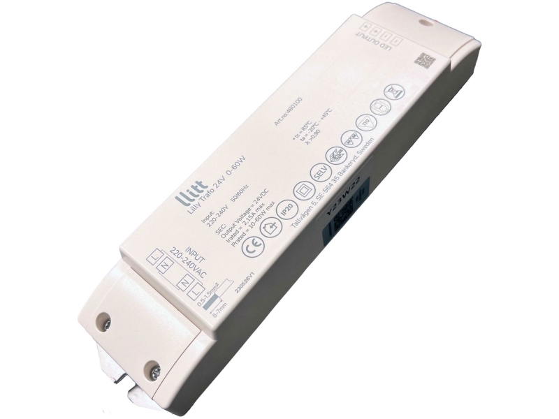 Lilly Driver Transformator För Led-Strip 24V 0-60W Ip20