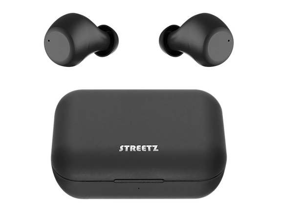 Streetz Tws-110 Kabellose Stereo-In-Ear-Kopfhörer, Doppel-Headset, Ladecase, Schwarz