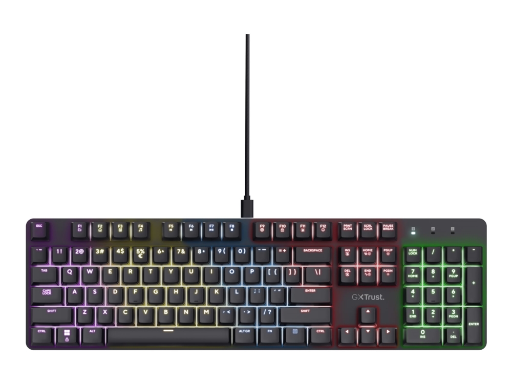 Trust Gxt 871 Zora, Kabelgebunden, Usb, Mechanischer Switch, Qwerty, Rgb-Led, Schwarz