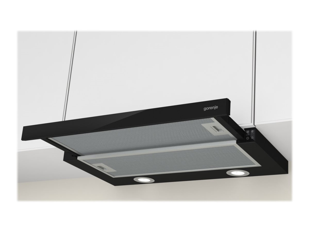 Gorenje Essential TH62E4BG - Kåpa - teleskopisk - bredd: 60 cm - djup: 30.6 cm - utsug och återcirkulering (-) - svart | Vitvaror - Köksfläktar - Underbyggnadsfläktar | GameStuff