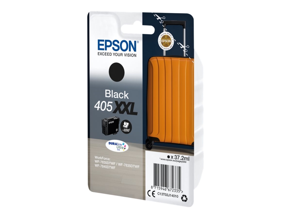 Epson 405Xxl - 37.2 Ml - Størrelse Xxl - Sort - Original - Blister - Blækpatron - For Workforce Wf-7830Dtwf, Wf-7835Dtwf, Wf-7840Dtwf Workforce Pro