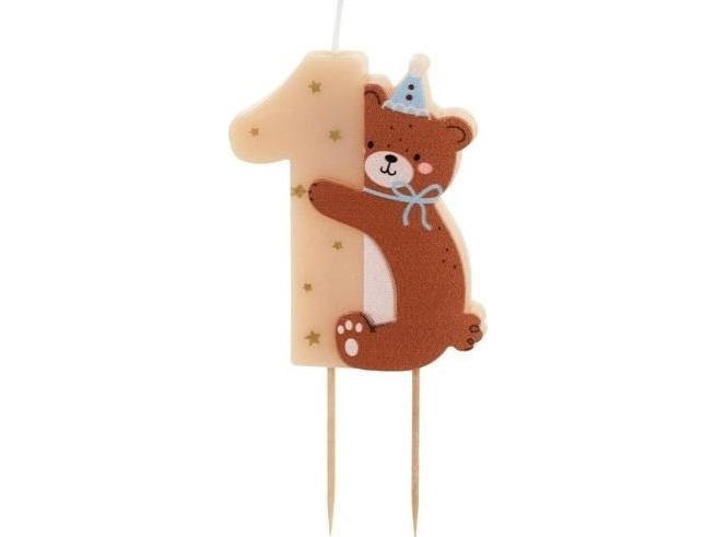 Jupiter Geburtstagskerze 1 Mit Teddybär-Mix 7Cm