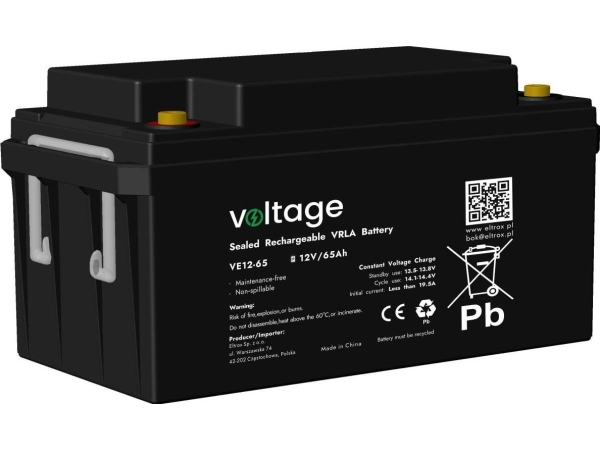 Agm Voltage 12 V 65 Ah Ve12-65 Akumuliatorius (Tarnavimo Laikas 6–9 Metai)