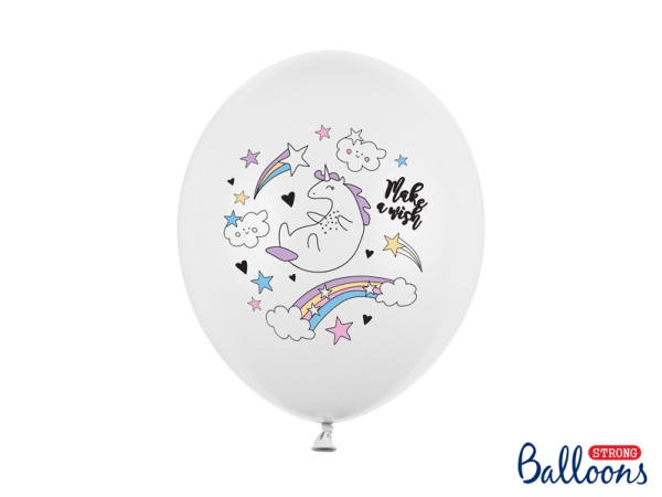 Partydeco Sb14p-205-008-6, Toy Balloon, Latex, Mehrfarbig, Weiß, Oval, 30 Cm, 6 Stück(E)