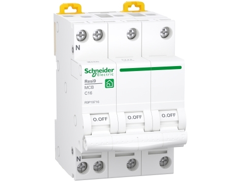 Alternativ bild 0 för SCHNEIDER ELECTRIC Resi9 XP MCB/automatsikring 3P + N, 16 A, C-karakteristik 6kA, 18mm 400 V