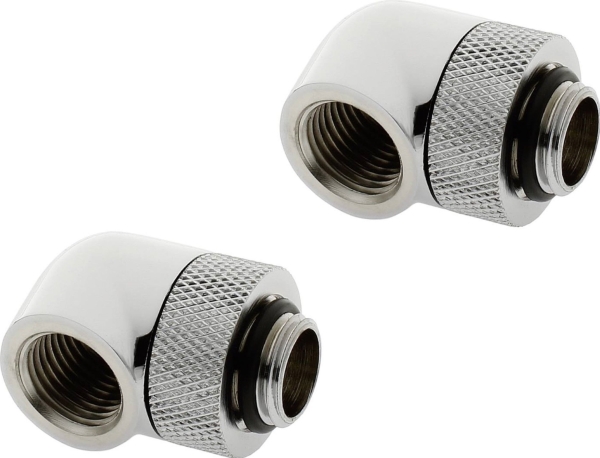 XSPC Adapter 90 grader G1/4 tommer han til G1/4 tommer hun - drejelig, krom