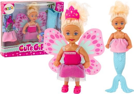 Leantoys Mini Puppe 2In1 Meerjungfrau Fairy Tail Flügel