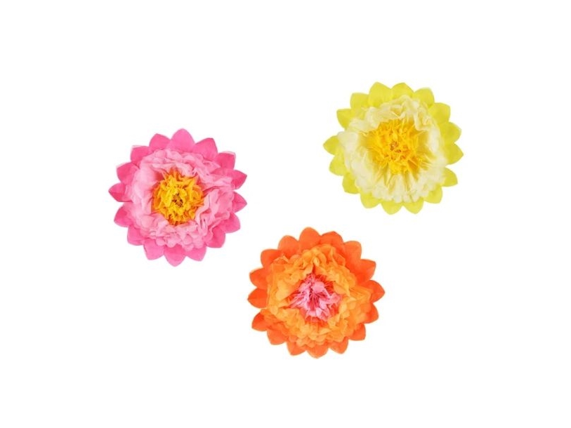 Papir Blomster, 3 Stk
