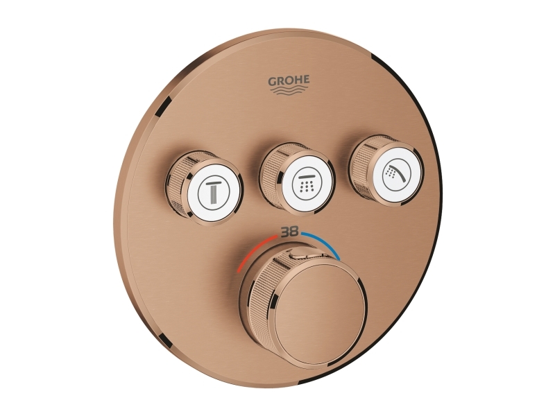GROHE Grohtherm SmartControl brus Forplade, Termostat med 3 ventiler, børstet warm sunset