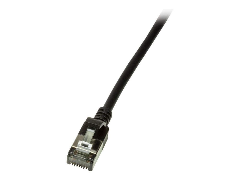 LogiLink Ultraflex SlimLine - Patchkabel - RJ-45 (han) til RJ-45 (han) - 0.3 m - 3.8 mm - shielded PIMF - CAT 6a - booted, halogenfri, formet - sort, RAL 9010