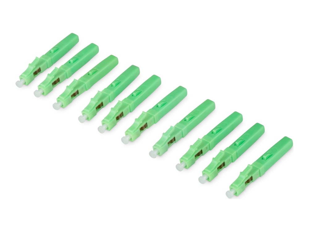 DIGITUS - Netværk-konnektor - LC/APC enkelttilstand (han) - fiberoptik - 9 mm / 125 micron - grøn (pakke med 10)
