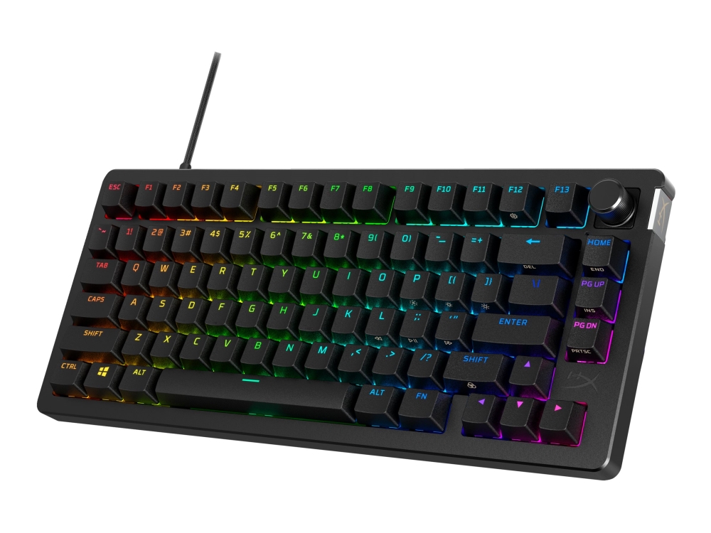 Hyperx Alloy Rise – Tastatur – 75 % – Hintergrundbeleuchtung – Usb-C – Qwerty – Pan Nordic – Tastenanschluss: Hyperx Linear – Schwarz